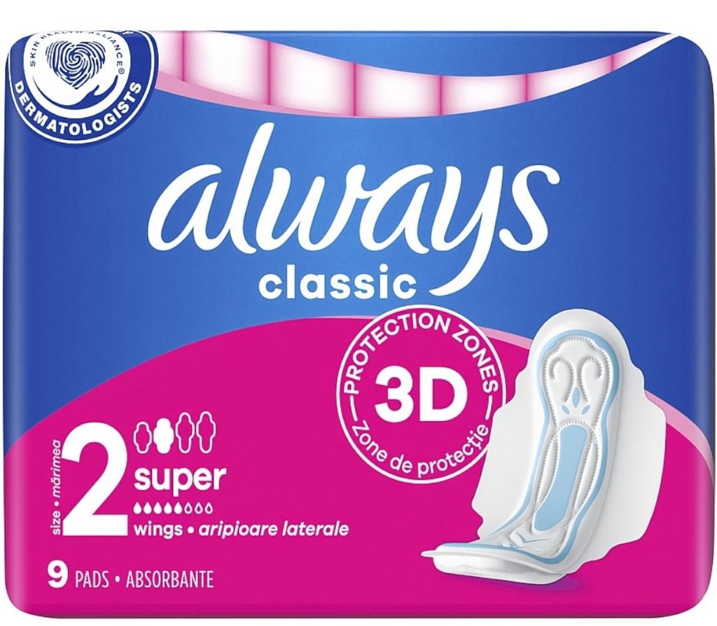 Always Damenbinden Classic 9 Stück Maxi mit Flügeln, Größe Produktbild 