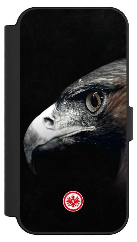 NIVOCASE Klapphülle für Apple iPhone 16 Handyhülle aus Kunst Leder NIVOflip schwarz Europameisterschaft Eintracht Frankfurt Offizielles Lizenzpr...