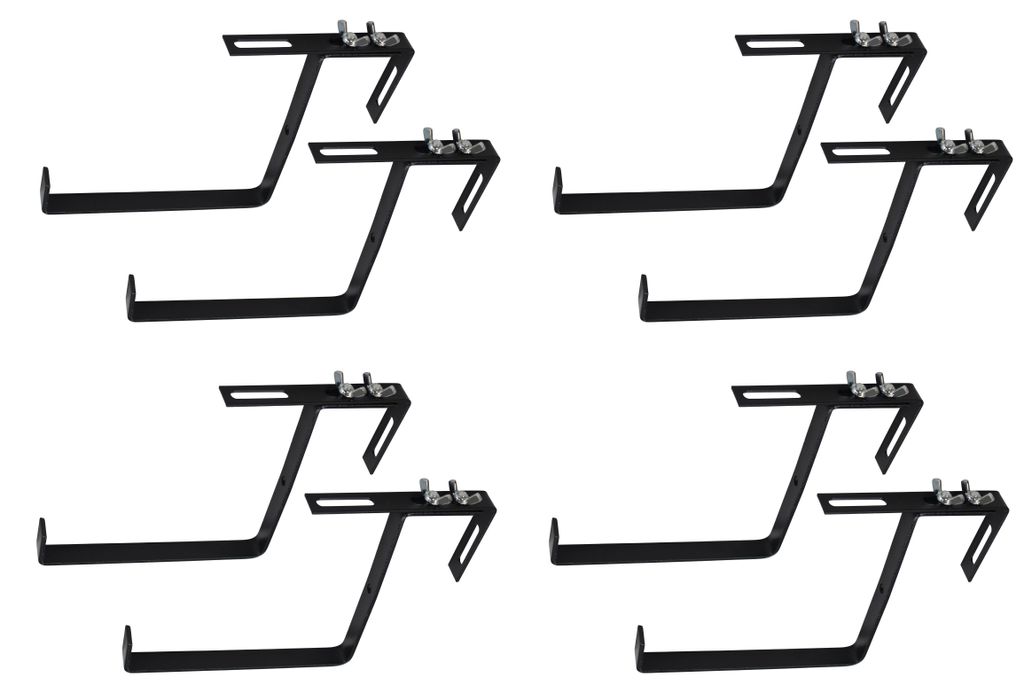 Blumenkastenhalter 4er Set schwarz, individuell justierbar, Produktbild 