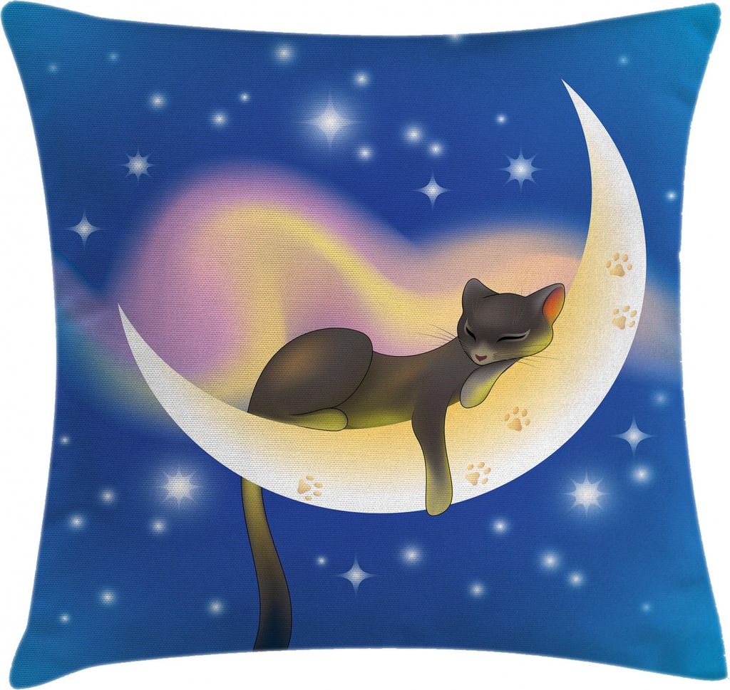 ABAKUHAUS Katzen Kissenbezug, Baby-Kind-Katze, Wasser und Schmutz resistent Stoff Digital Druck Für den Innen oder Außen Bereich, 45 x 45 cm, Bla...