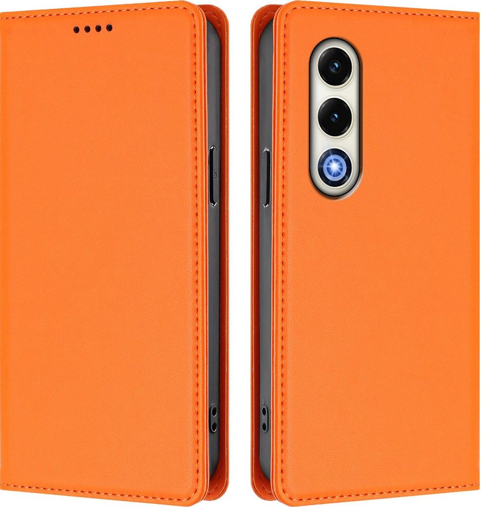 Handyhülle für itel S25, Kunstleder Klapphülle Stoßfeste Magnetische Hülle mit Ständer Orange