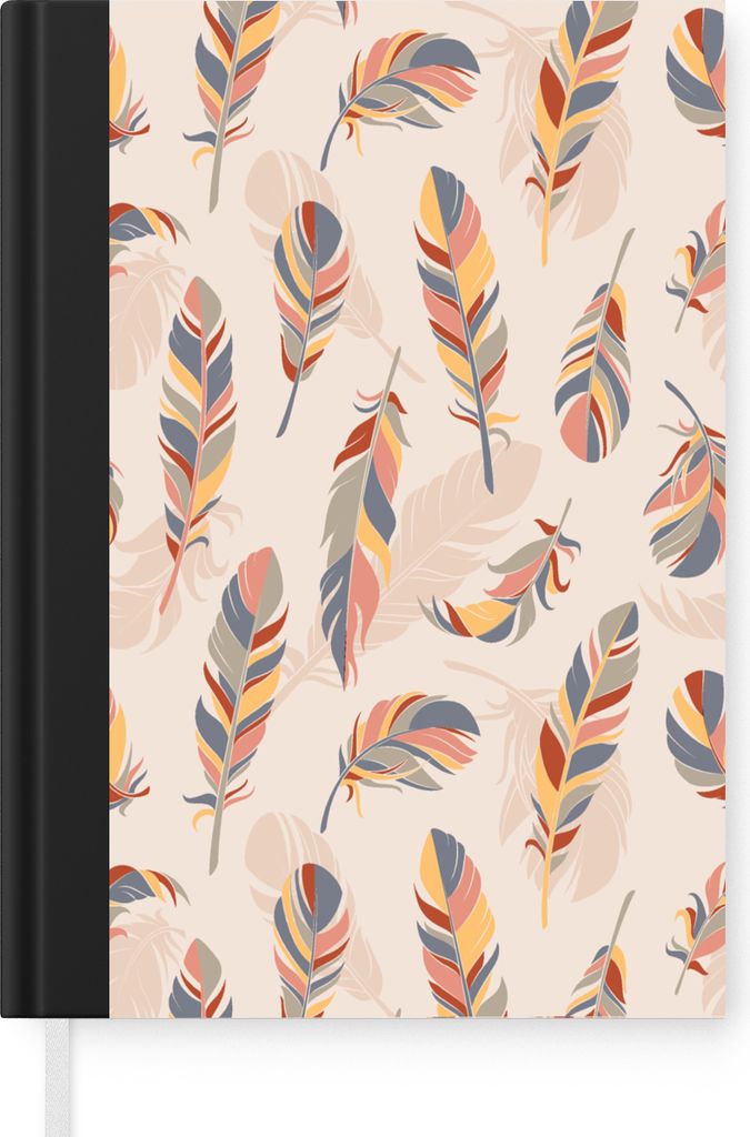 MuchoWow Notizbuch Tagebuch Haushaltsbuch Notebook A5 Federn - Federn - Muster - Pastell - Notizblock - Notizheft - Notebook - Schreibblock - Papier