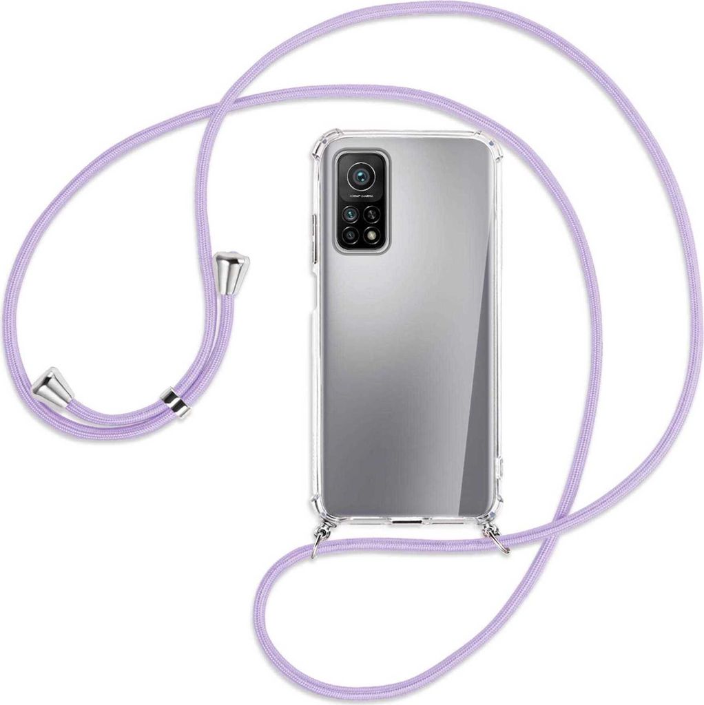 Handykette Backcover-Schutzhülle mit Band (Metall silberfarben) für Xiaomi Mi 10T (Pro) 5G - violett