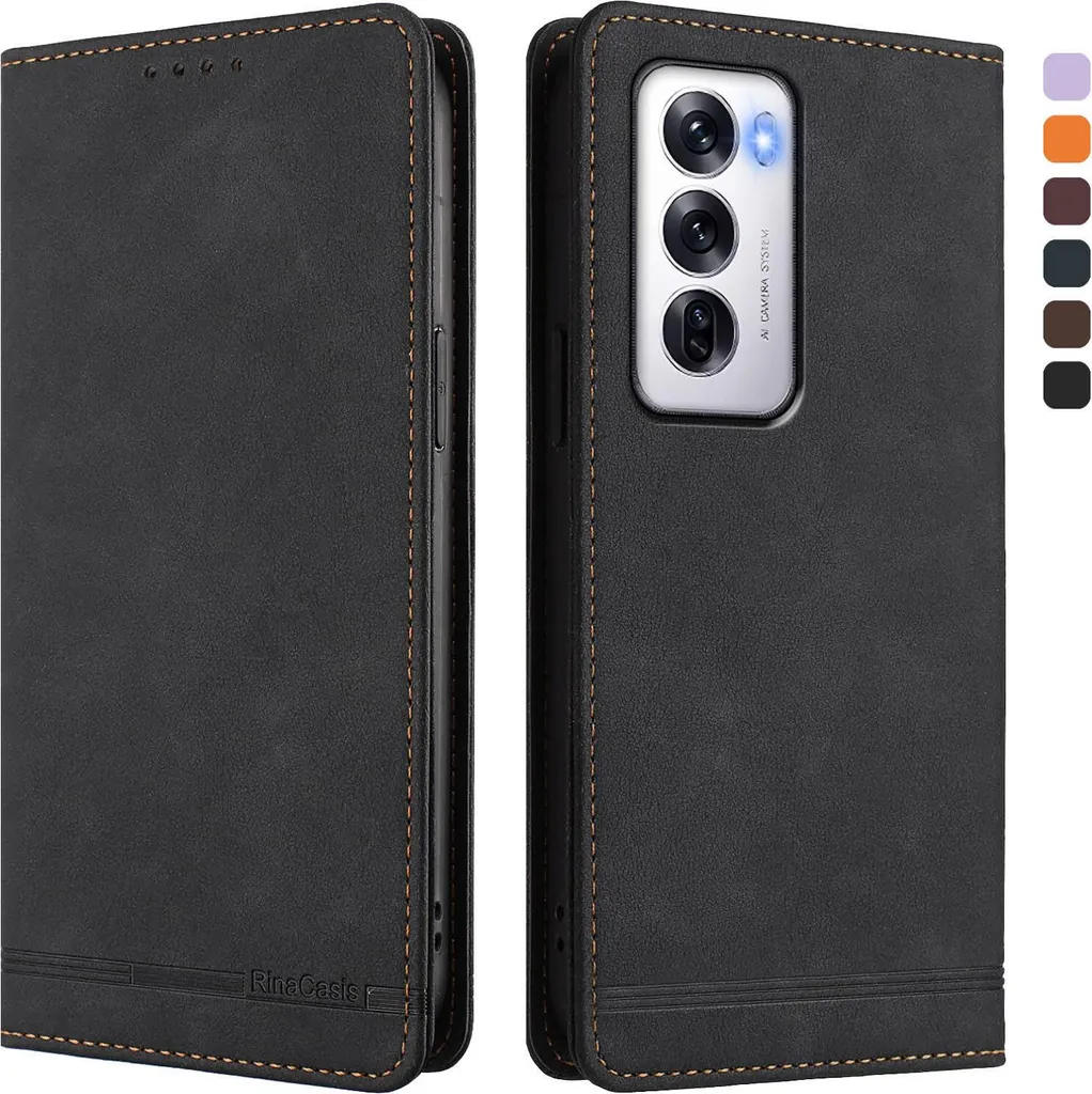 Custodia Oppo Reno12 5G Flip Nero - Protezione Pelle PU con Stand