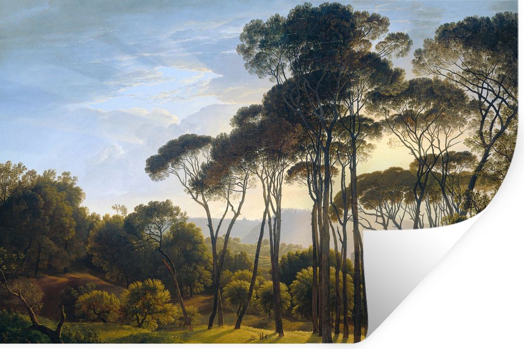 MuchoWow Wandtattoo Wandsticker Wandaufkleber Italienische Landschaft mit Zirbelkiefer - Kunst - Alte Meister 120x80 cm Selbstklebend und Reposit...