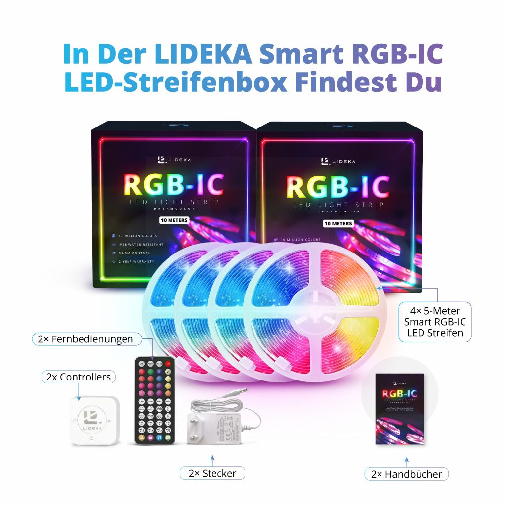 Lideka® LED-Streifen 20m (4x5) RGBIC