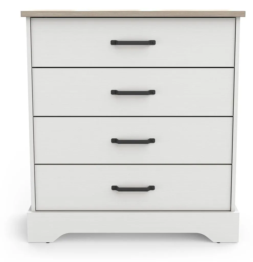 Commode 4 tiroirs blanche Cottage CALICOSY L84,7 cm pour chambre adulte