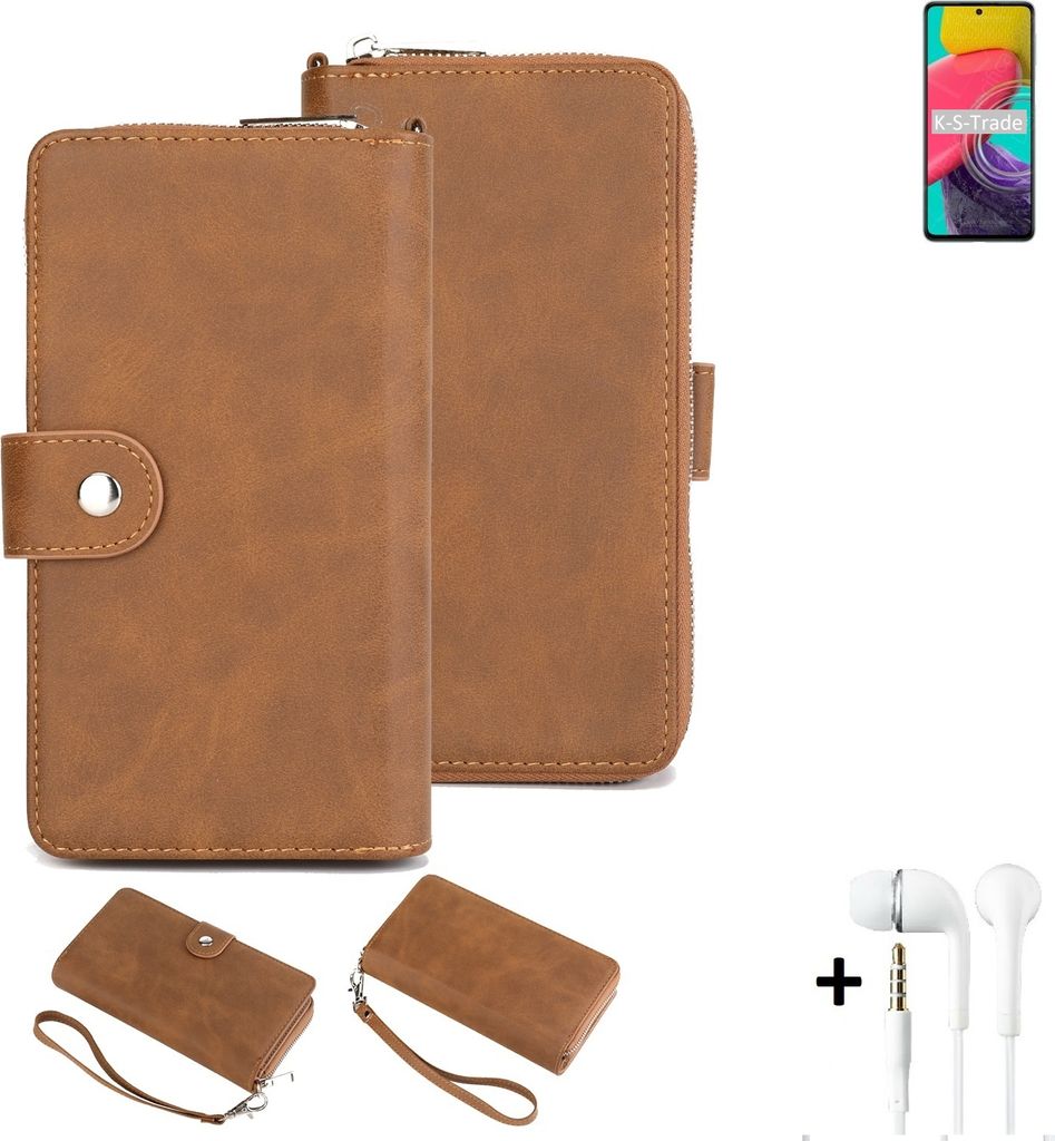 K-S-Trade 2in1 Handyhülle kompatibel mit Samsung Galaxy M53 5G + Kopfhörer Schutzhülle & Portemonnee Schutzhülle Tasche Handytasche Case Etui