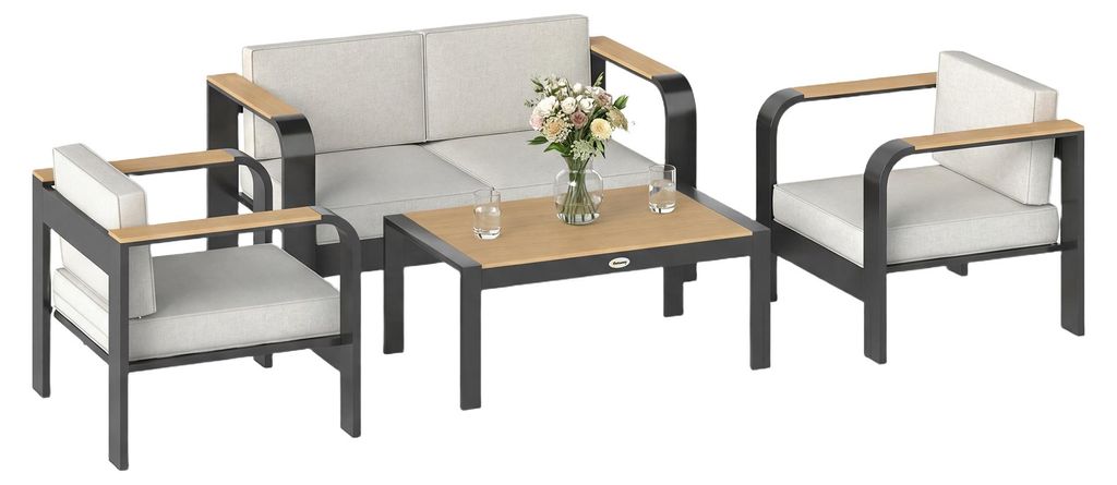 Outsunny Gartenmöbel Set Aluminium Sitzgruppe für 4 Produktbild 