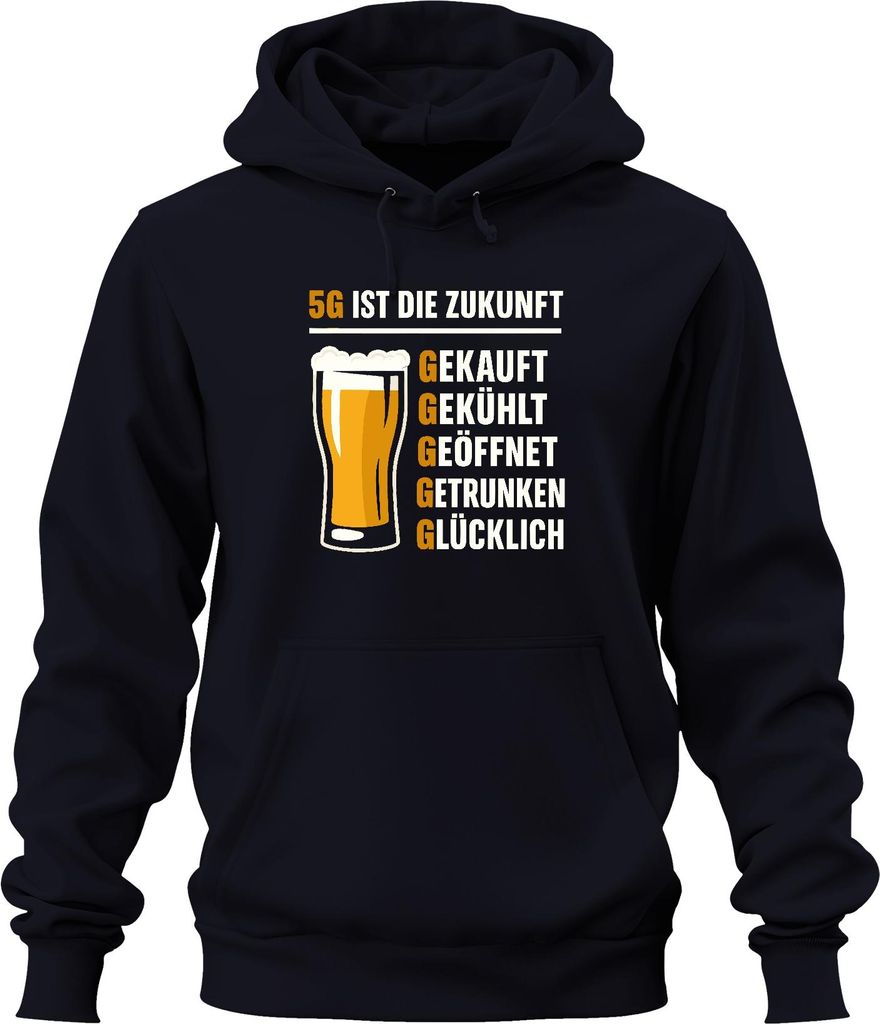 5G ist die Zukunft Gekauft Gekühlt Getrunken Bier Bierglas Kneipe Uni Hoodie Kapuzenpullover, Navy, S