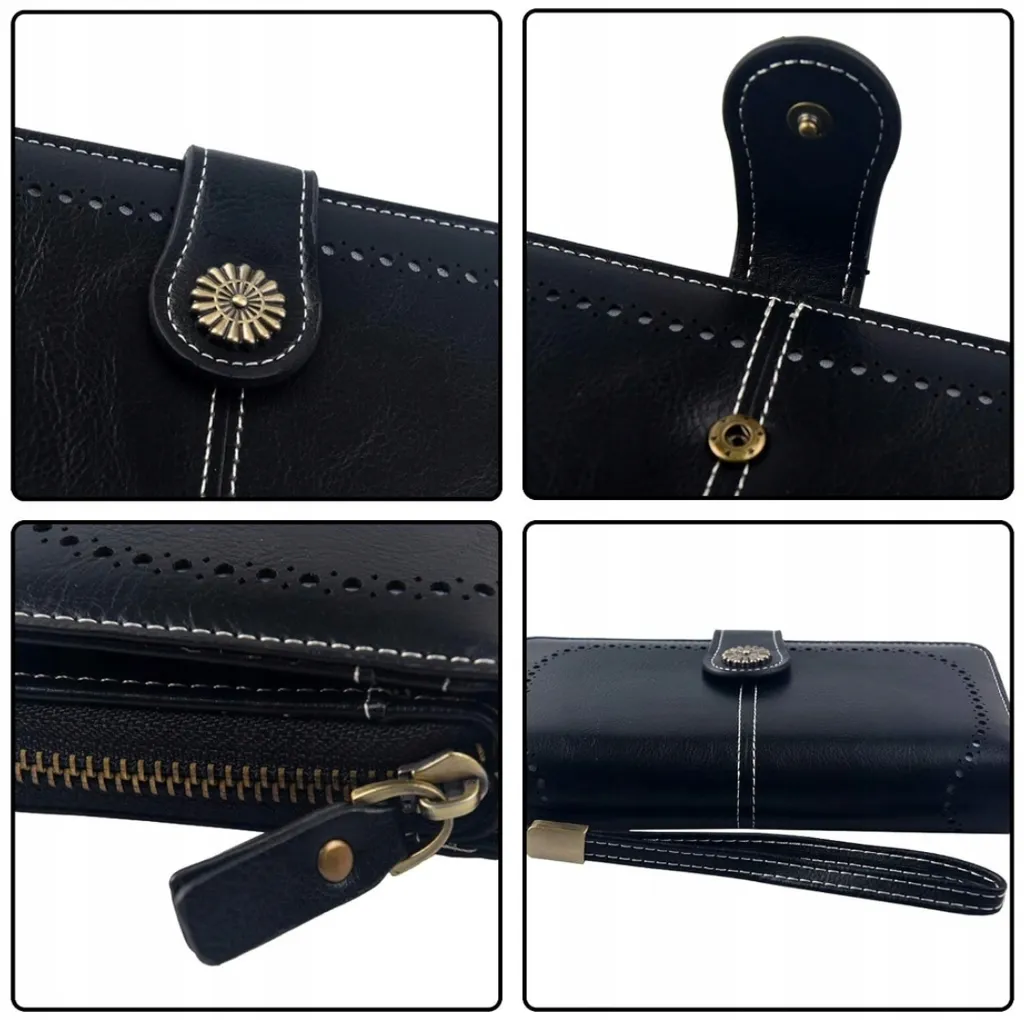 Portafoglio Donna Grande Ecopelle Nero | Business Organizer 19cm - 4