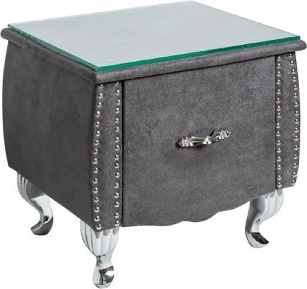 Chevet haut de gamme avec plateau en verre Gris antique Casa Padrino