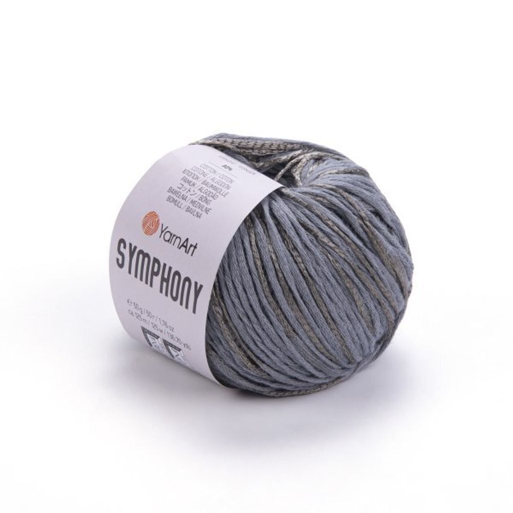 YarnArt Symphony Garn 2108, Grau, 80% Baumwolle, 50g, 125m, Produktbild 