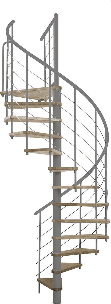 Minka Spindeltreppe Venezia Smart 38 - 305,5cm Geschosshöhe Eiche Grau 120cm Durchmesser