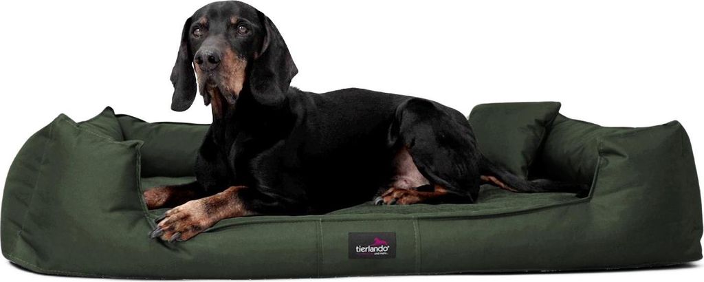 tierlando Orthopädisches Hundebett GOOFY >> inkl. Matratzenschoner << Polyester - Größe: 110x90cm | Farbe: 26 Olivgrün
