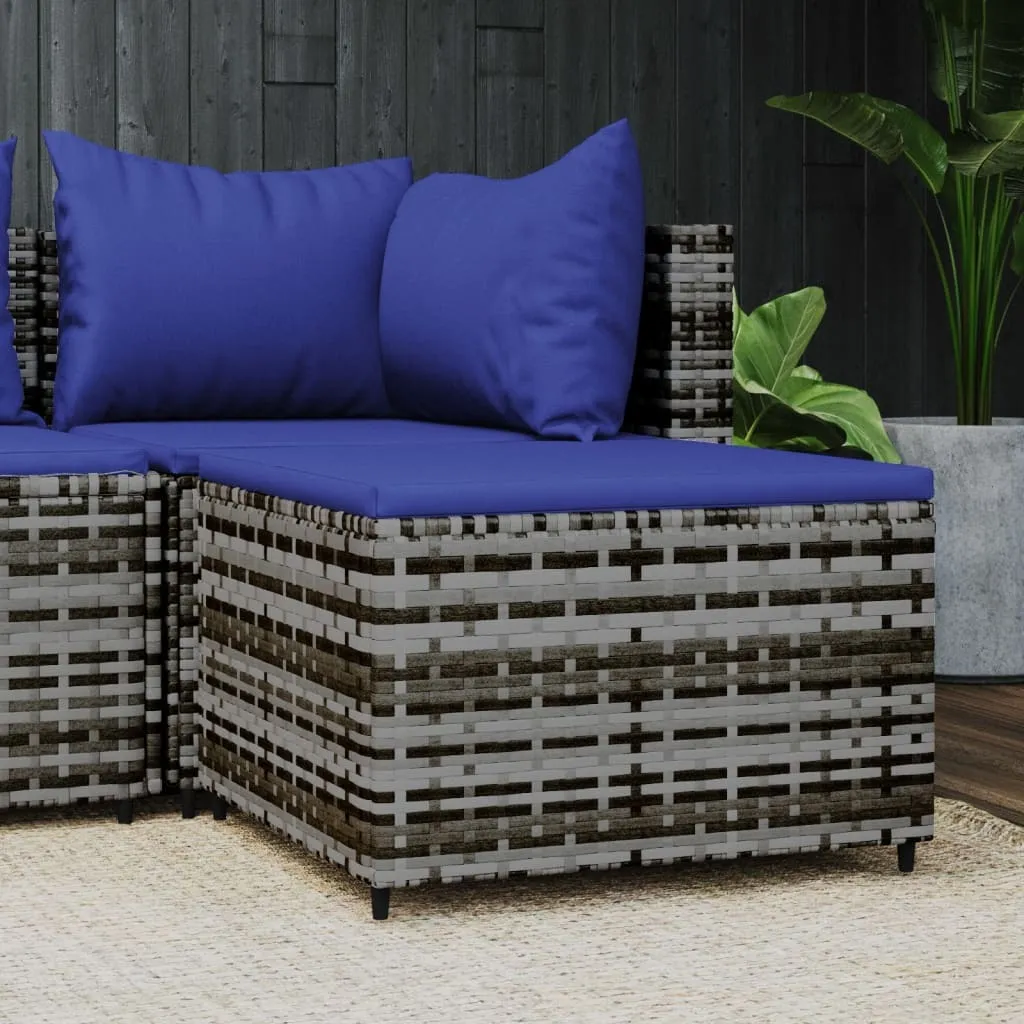 Sgabello Design Outdoor Poly Rattan Grigio The Living Store