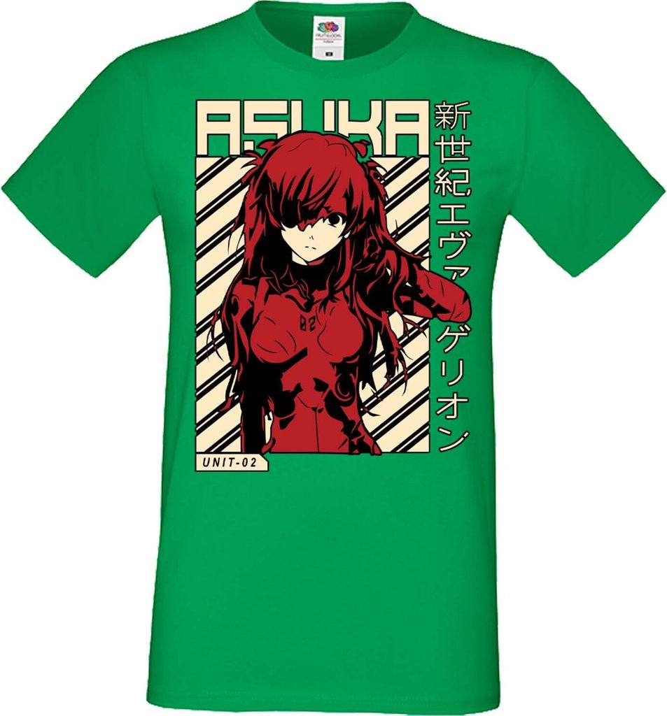 Herren T-Shirt Manga Anime Neon Anime Genesis Manga Evangelion Asuka Evangelion Asuka, Man 2XL / Grün