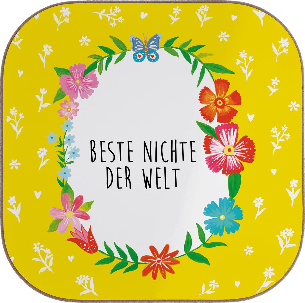 Mr. & Mrs. Panda Tassenuntersetzer Nichte - Weiß - Geschenk, gläseruntersetzer, Untersetzer Gläser, Beste, Tochter der Schwester, Patentante, Co...