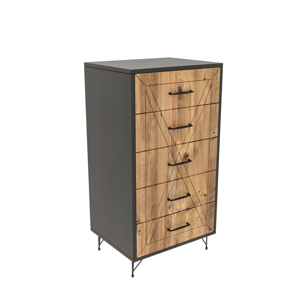 Commode en mélaminé anthracite PlanetKLN 95 cm de haut style épuré