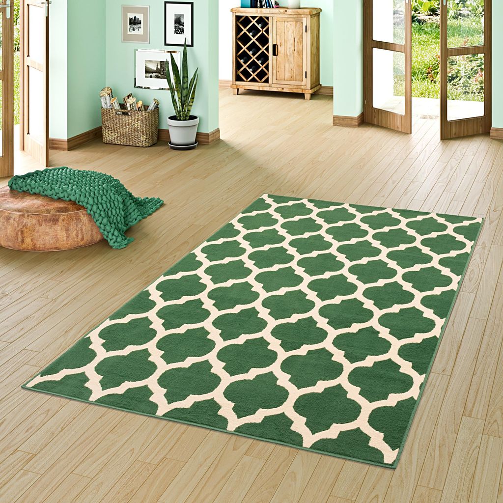 Teppich Modern Trendline Fliesenoptik Grün, Größe:80x150 cm Produktbild 