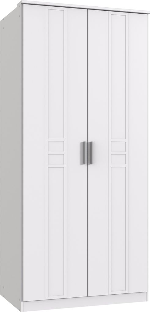Kleiderschrank "Borkum" in WEISS mit 4 Einlegeböden. Abmessungen (BxH) 91x199 cm