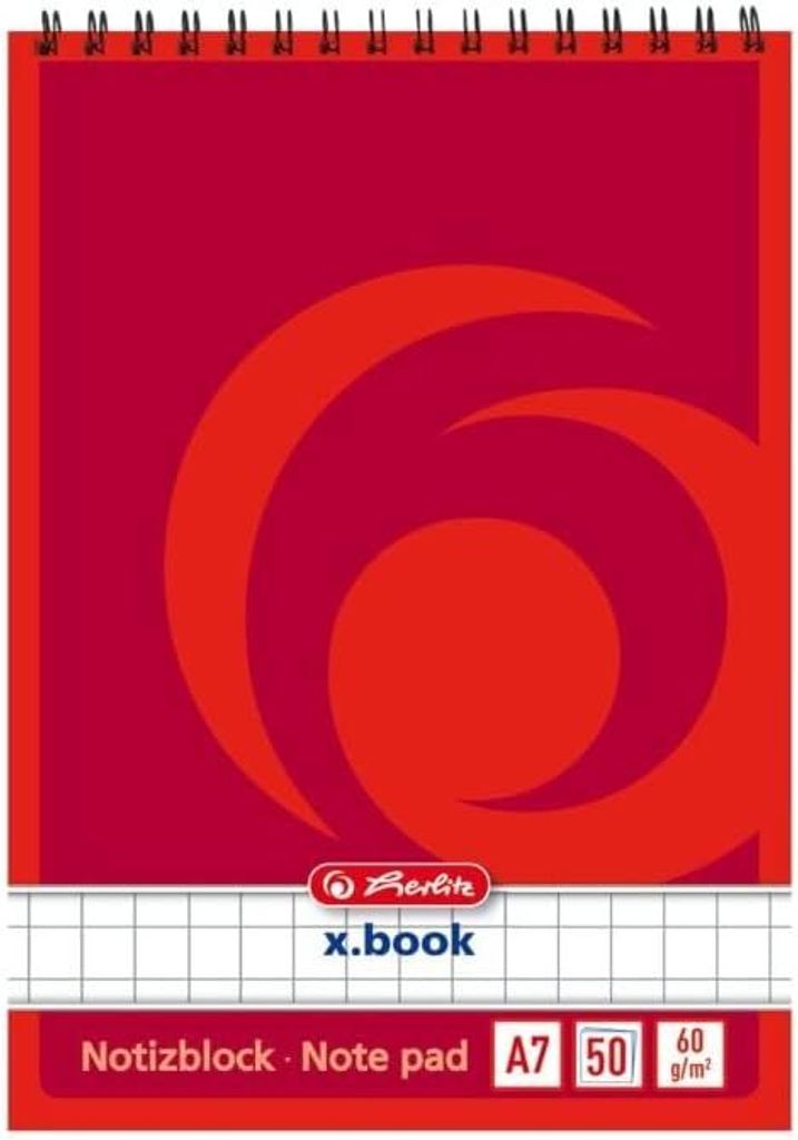 Herlitz 110734 Notizblock, kariert,A7, 50 Blatt Orange, 10 Stück