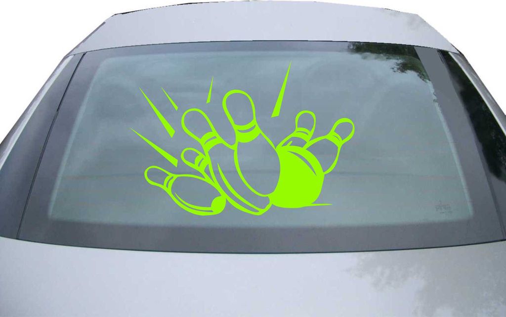 Indigos UG - Aufkleber Heckscheibe & Motorklappe DE7144 - neongrün - 600x415 mm - Bowling Strike Kegeln - Auto Scheiben Fenster Heckklappe Tuning ...