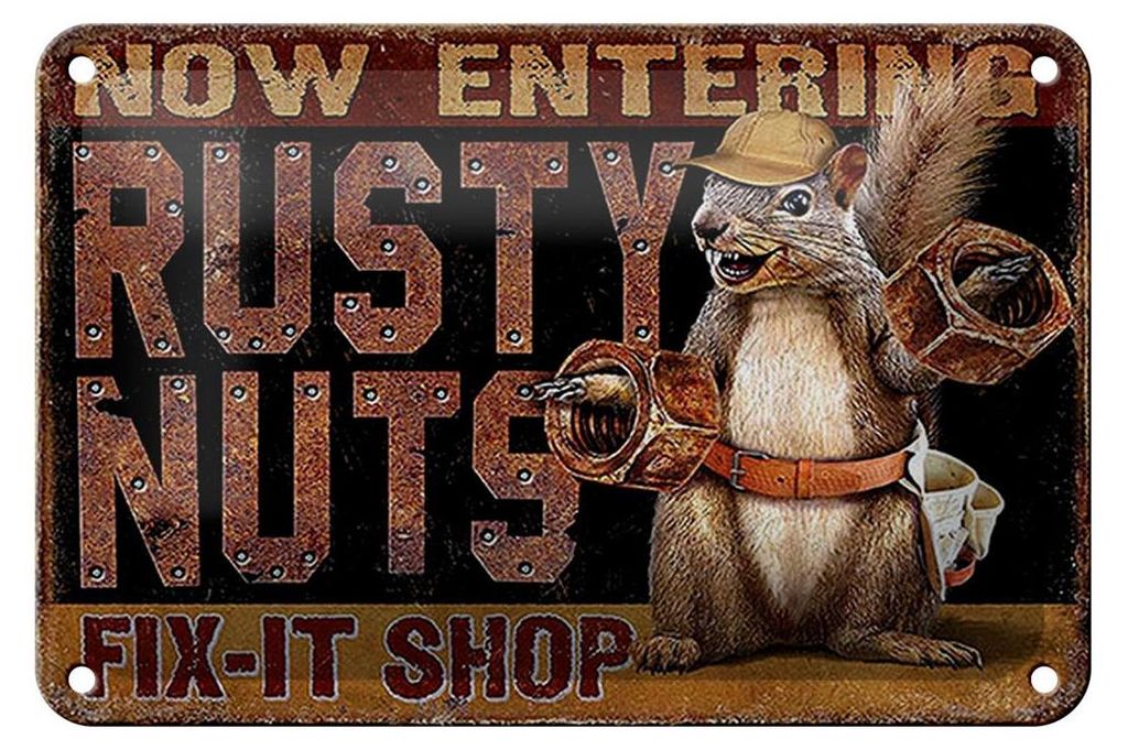 Blechschild Spruch 18x12cm Fix-it Shop rusty nuts Garage
