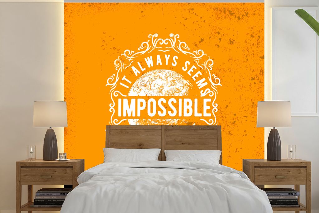 MuchoWow Fototapete für Wohnzimmer oder Schlafzimmer Wandtapete Vinyl Motivtapete Jahrgang - Mond - Design - 280x280 cm - Hintergrundbild