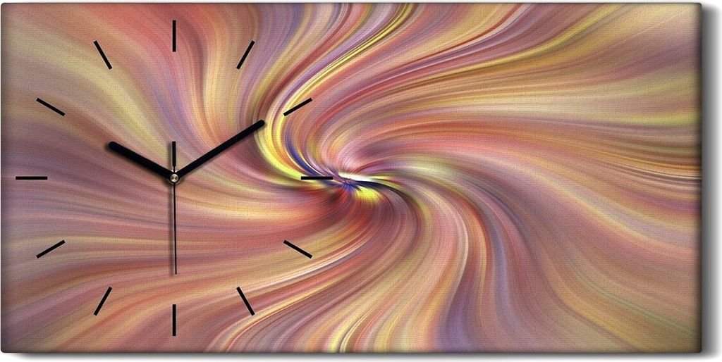 Wanduhr Bürouhr Leinwand Bild Geräuschlos 60x30 Malerei Abstrakte Kunst Bunt - schwarze Hände