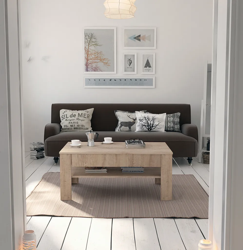 Table basse rectangulaire Vicco Milan Sonoma 92,2 cm meuble séjour