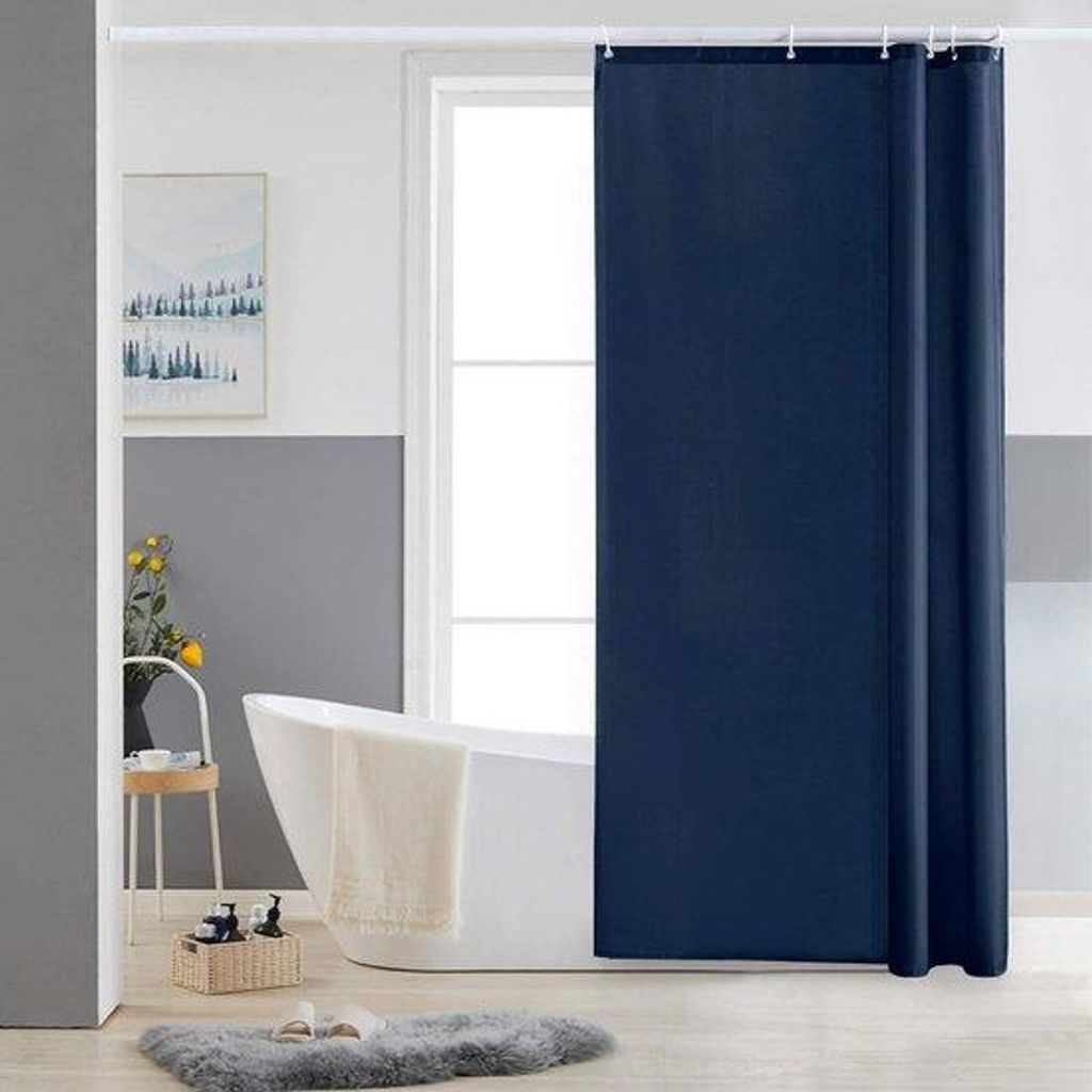 Schimmelbestendiges Duschvorhang-Set, dunkelblau, 80x180cm, wassbar