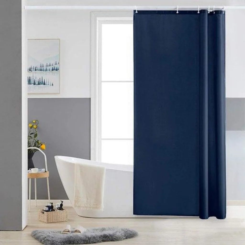Ensemble rideau de douche imperméable bleu marine 80x180 cm pour douche