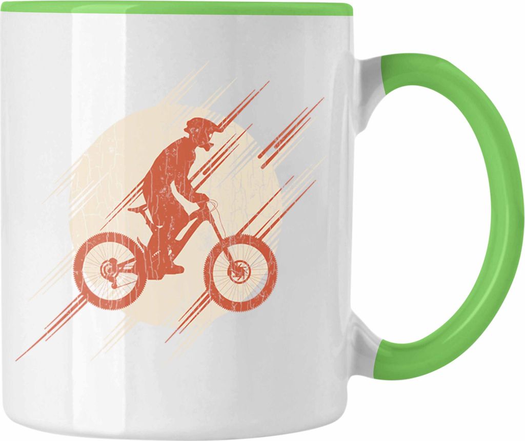 Trendation - Moutainbike Geschenk Tasse Mountainbiker Geschenkidee Kinder Kaffeetasse Männer Accessories Grafik MTB Lustig (Grün)