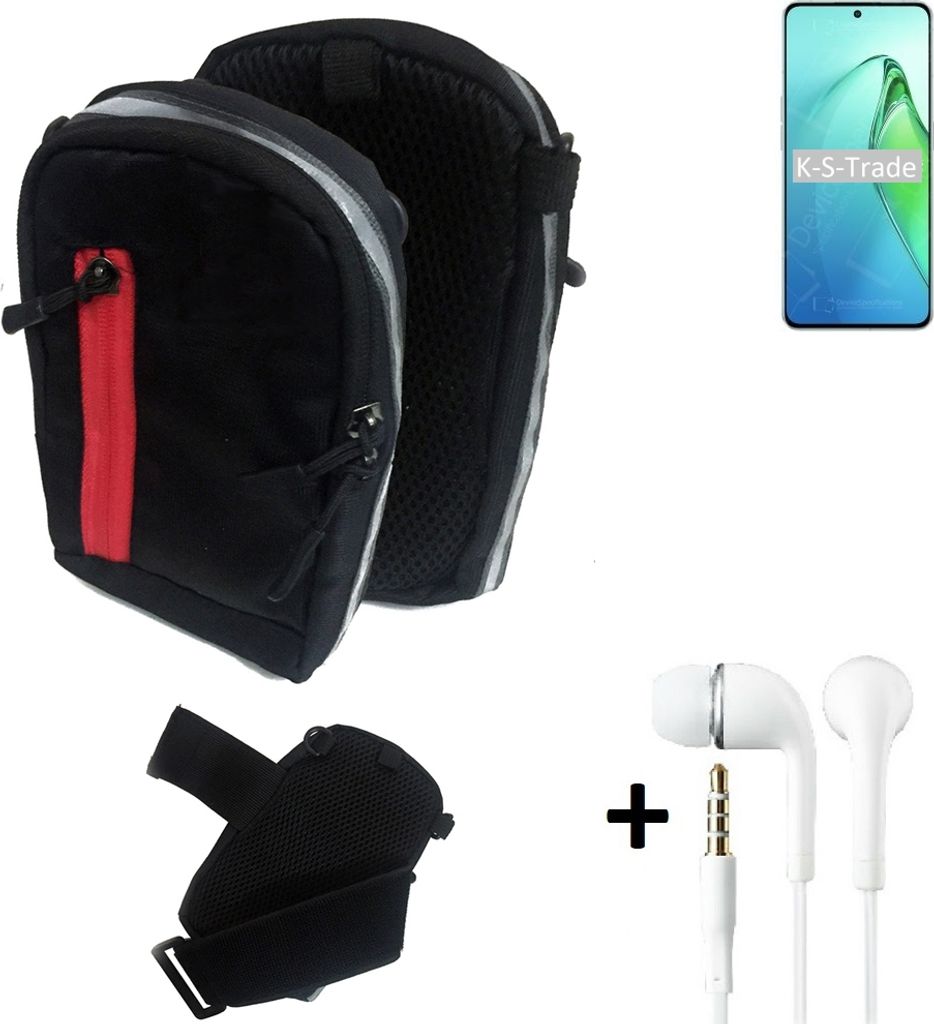 K-S-Trade Outdoor Gürteltasche Holster Umhängetasche + Kopfhörer kompatibel mit Oppo Reno8 Pro+ schwarz Handy Tasche Case travelbag Schutzhülle