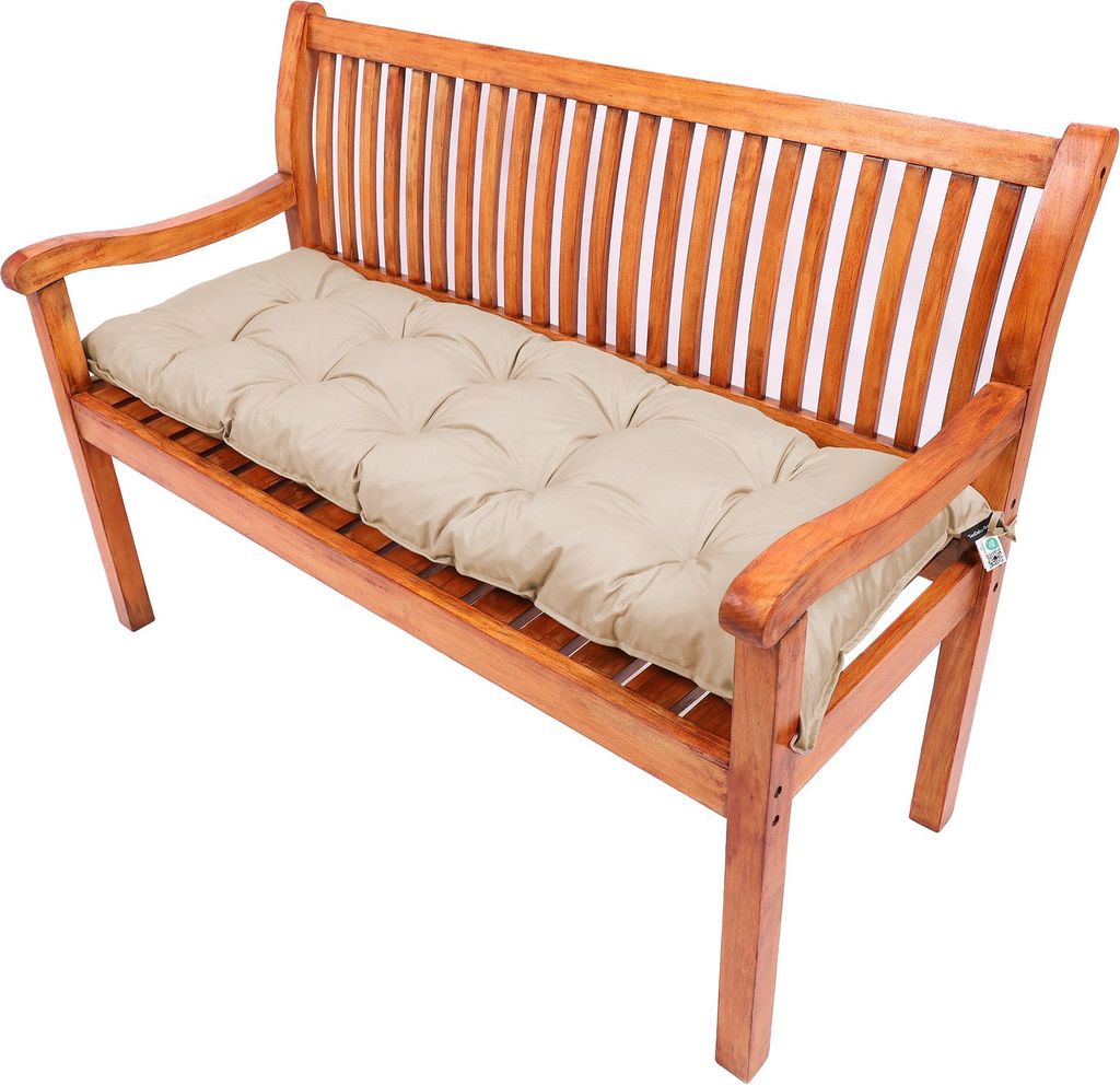 TexDeko Garden Bankauflage für Gartenbank wasserabweisendes Sitzkissen UV-Beständig gesteppt (Cappuccino, 120 x 40 x 8cm)