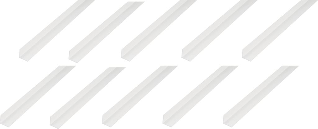 Alberts 10 x Winkelprofil, PVC, weiß, 20 x 20 x 1 mm, Länge 1 m