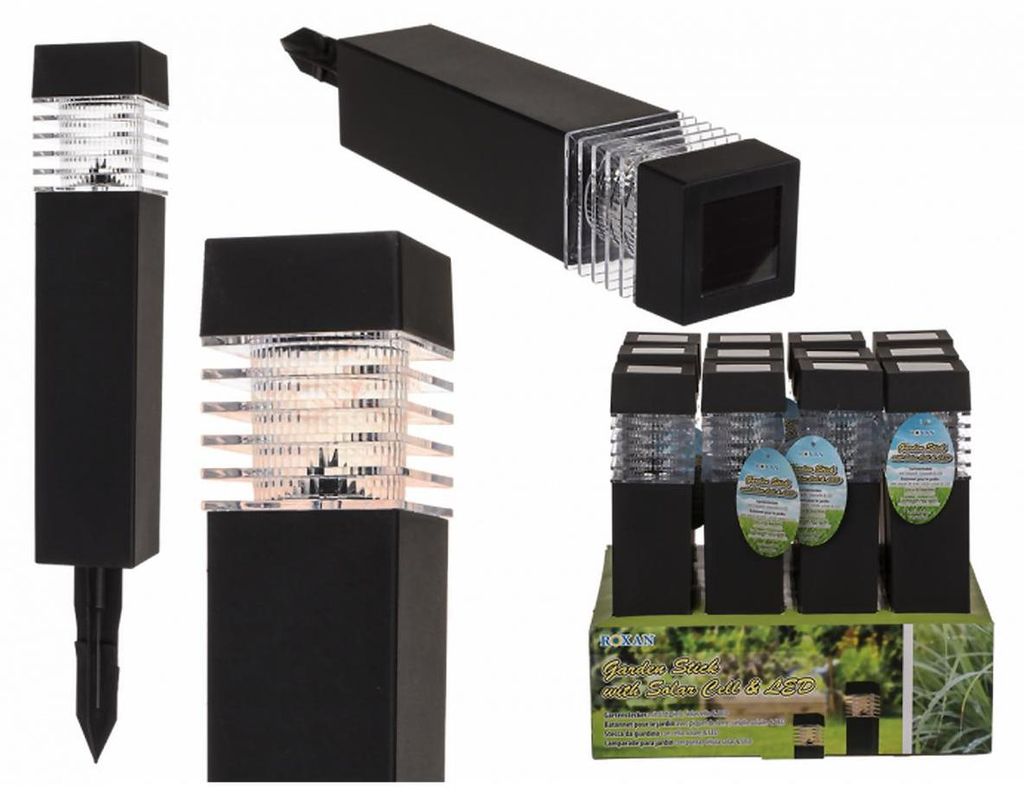 Gartenstecker mit Erdspieß, Solarzelle & LED