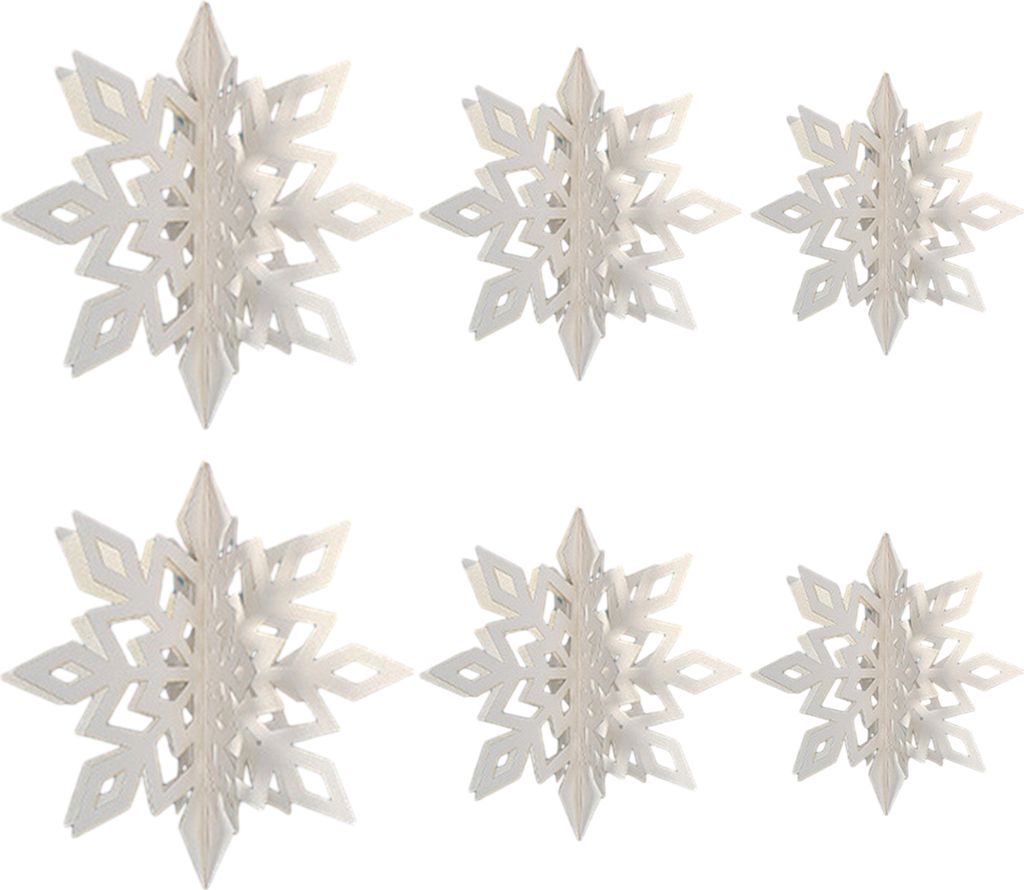 6PCS SNOWFLAKE Pendant Reflective Design Exquisit Creative Freeze Birthday Party Decoration Festival Requisite-Weiß