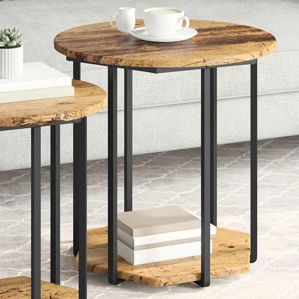 Tavolini Consolle Design 2 Pezzi Legno Vecchio e Metallo Nero 2025 - 4