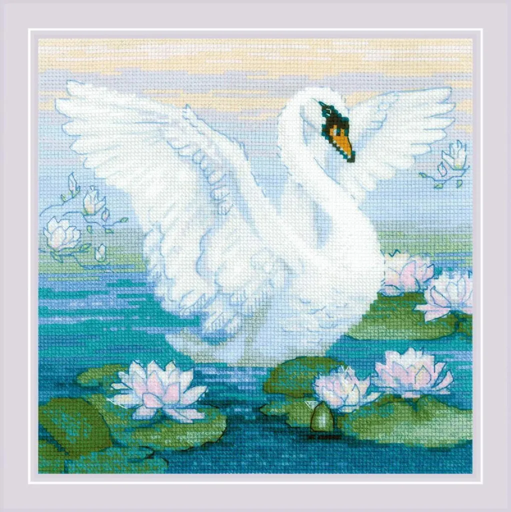 Loisir créatif broderie kit point de croix Cygne Blanc déco fait main