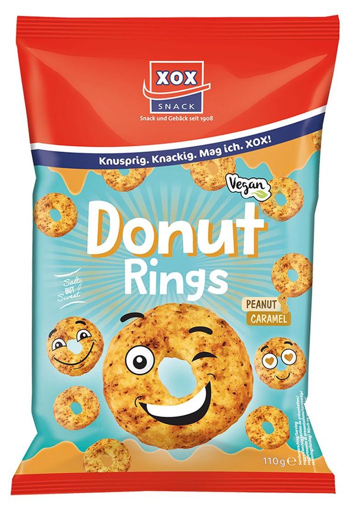 XOX Donut Rings Corn Peanut Snack Příchuť sůl a karamel Obrázek produktu 