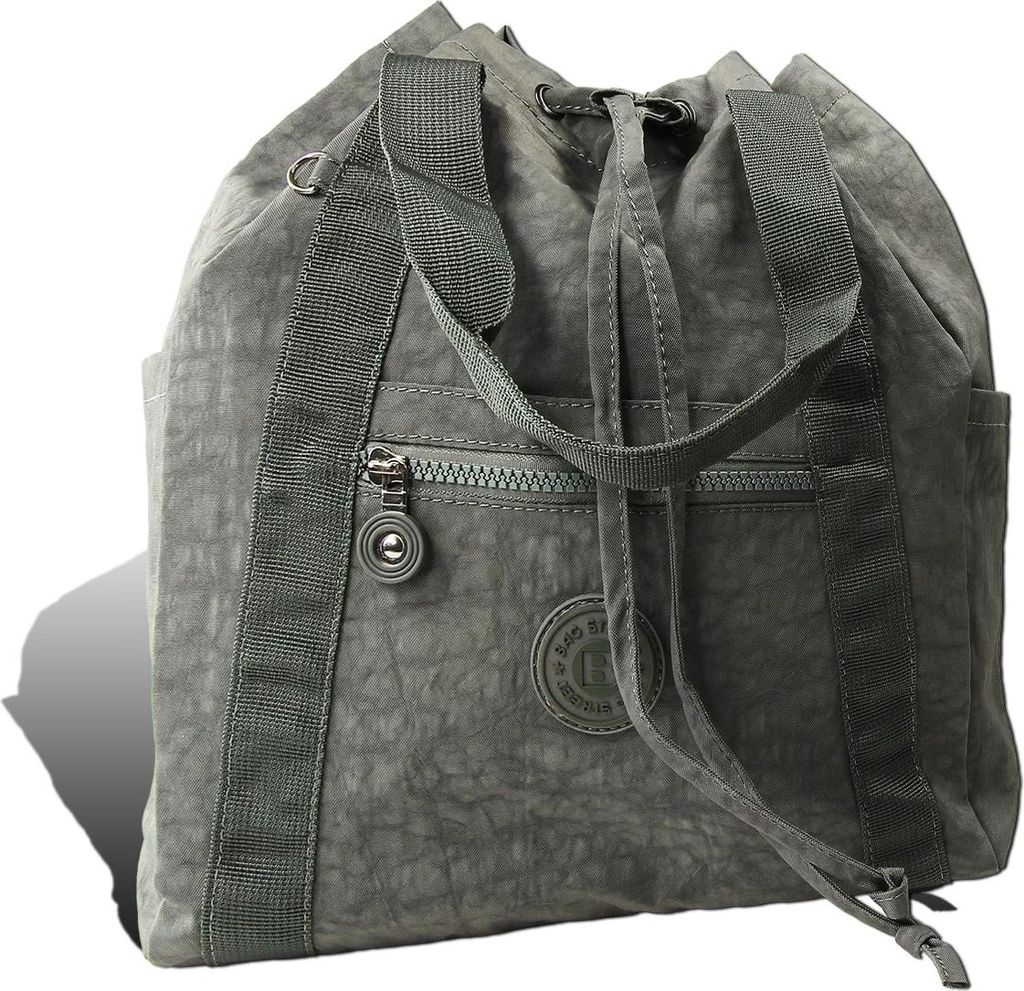Bag Street Rucksack Crinkle Nylon grau trendiger Damen Handtasche D2ORJ202K