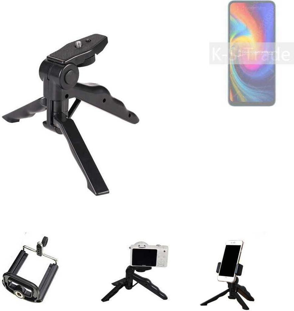 K-S-Trade Stativ Tisch-Ständer Dreibein Handy-Stativ Ständer kompatibel mit UMIDIGI F3 Mini-Stativ Smartphone Tripod Handy-Stativ aus Plastik