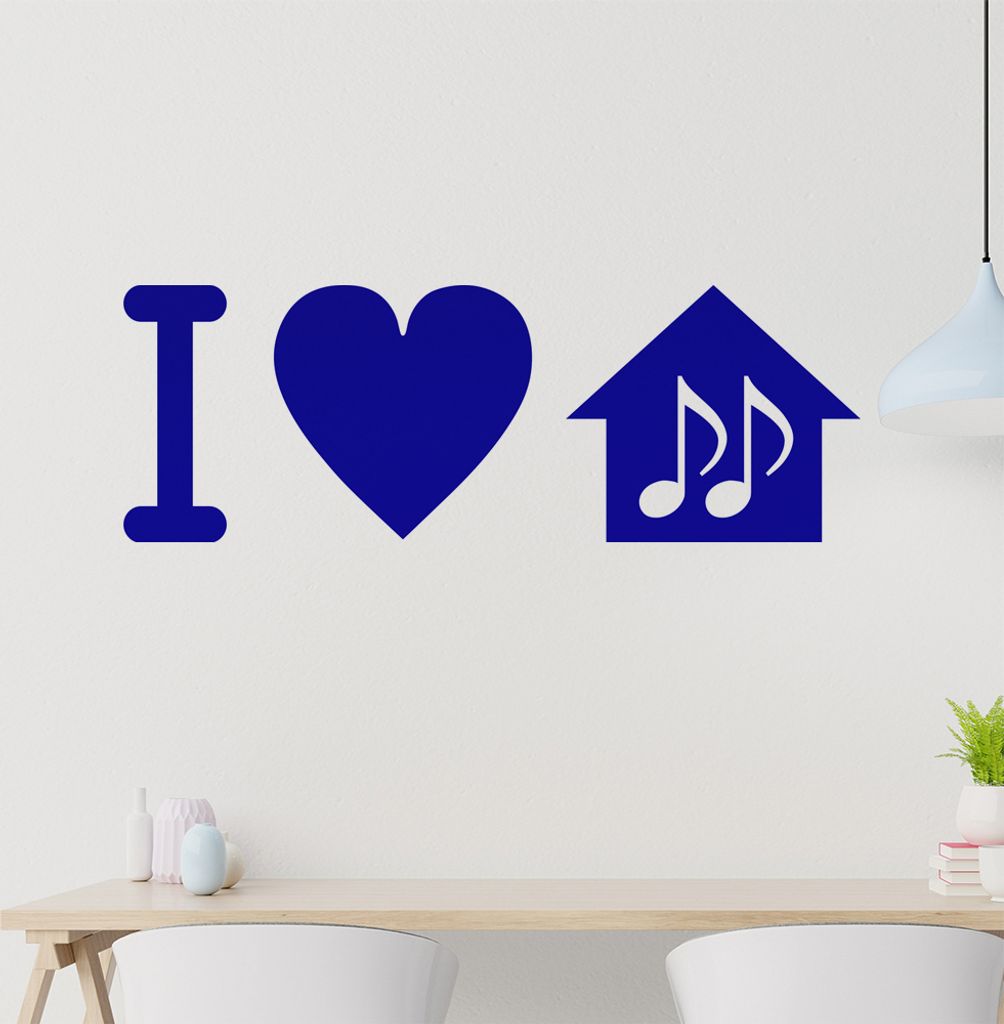 I love housemusic Wandtattoo in 6 Größen - Wandaufkleber Wall Sticker - Dekoration, Küche, Wohnzimmer, Schlafzimmer, Badezimmer