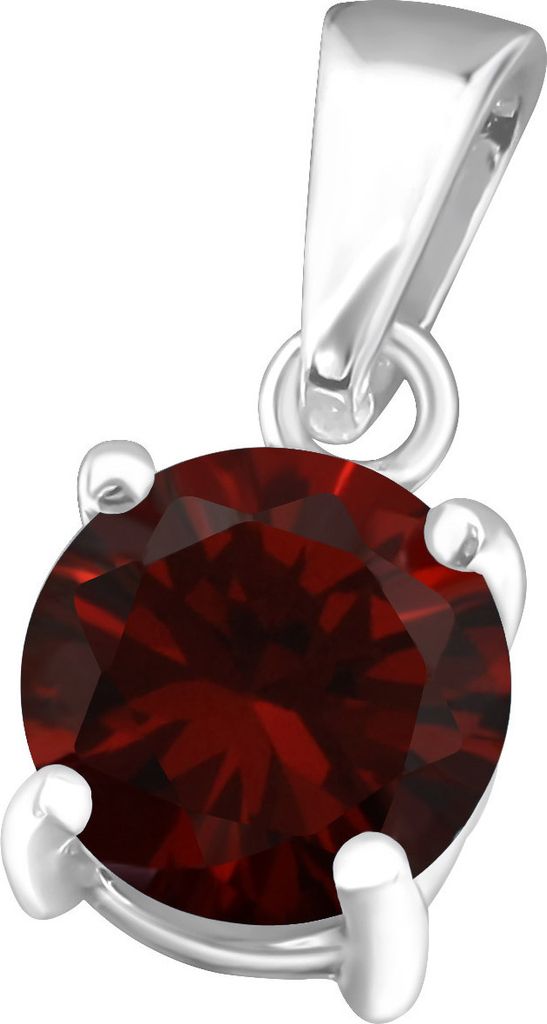 Anhänger Kristall rund aus 925 Silber Damen CZ Garnet