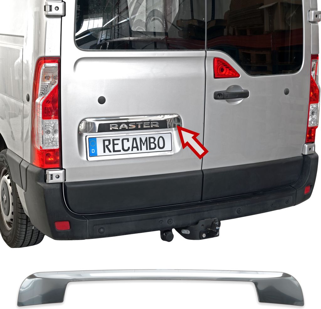 Edelstahl Chrom Kofferraumleiste über Kennzeichen passend für Renault Master III | BJ ab 2010>