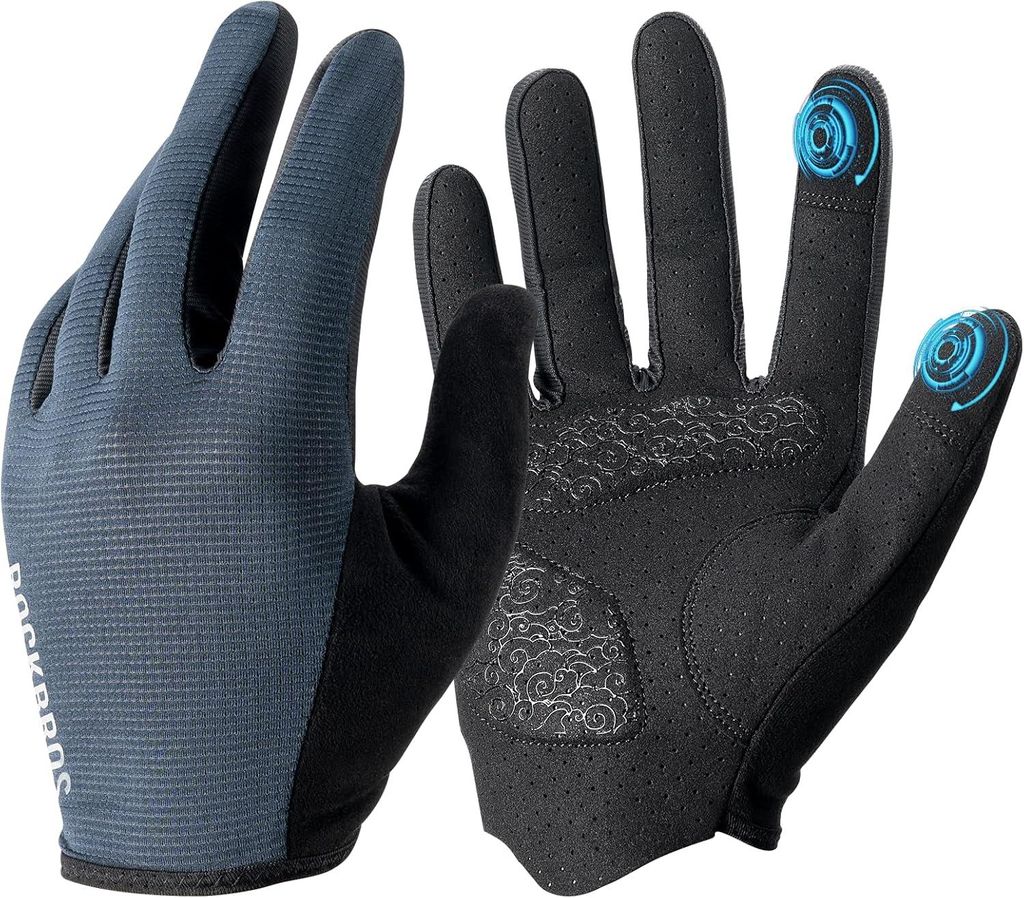 ROCKBROS Road-to-Sky Fahrradhandschuhe Frühling Sommer Touchscreen Atmungsaktiv Stoßdämpfend Für Laufen Fitness Wandern Blau Größe XL