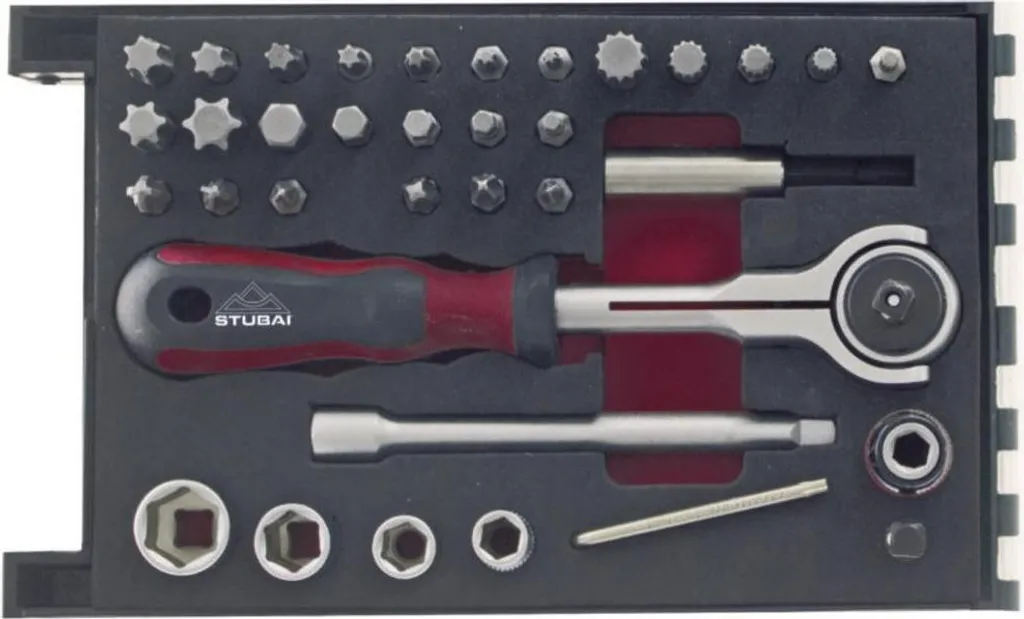 Coffret de douilles et cliquet 1/4' avec tête flexible STUBAI - 35 éléments