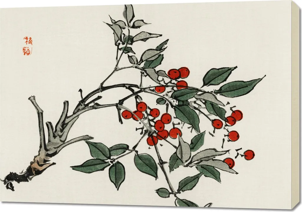 Opera d'Arte 100x70 Kōno Bairei Firethorns - Vintage Japan Home Decor